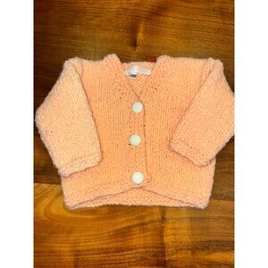 handmade vintage baby cardigan peach pink 12 months
